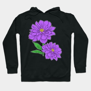 Violet Aster floral Hand Drawn Gardening Gift Hoodie